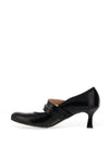 Bioeco by Arka Wide Fit Patent Leather Double Strap Court Heels, Black