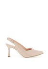 Bioeco by Arka Matte Leather Sling Back Heeled Shoes, Beige