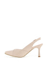 Bioeco by Arka Matte Leather Sling Back Heeled Shoes, Beige