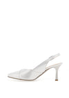 Bioeco by Arka Shimmer Leather Sling Back Heeled Shoes, Silver