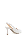 Bioeco by Arka Shimmer Leather Sling Back Heeled Shoes, Silver