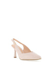 Bioeco by Arka Shimmer Leather Sling Back Heeled Shoes, Beige