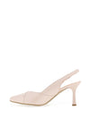 Bioeco by Arka Shimmer Leather Sling Back Heeled Shoes, Beige