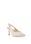 Bioeco by Arka Wide Fit Shimmering Low Block Heel Shoes, Pearl White