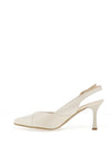 Bioeco by Arka Wide Fit Shimmering Low Block Heel Shoes, Pearl White