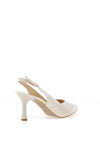 Bioeco by Arka Wide Fit Shimmering Low Block Heel Shoes, Pearl White