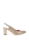 Bioeco by Arka Wide Fit Shimmering Leather Sling Back Heels, Champagne Gold