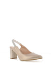 Bioeco by Arka Wide Fit Shimmering Leather Sling Back Heels, Champagne Gold