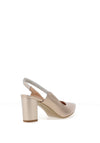 Bioeco by Arka Wide Fit Shimmering Leather Sling Back Heels, Champagne Gold