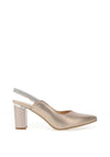 Bioeco by Arka Leather Shimmering Diamante Sling Back Heeled Shoes, Gold
