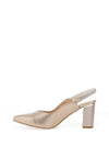 Bioeco by Arka Leather Shimmering Diamante Sling Back Heeled Shoes, Gold