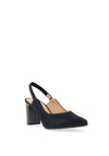 Bioeco by Arka Leather Shimmering Diamante Sling Back Heeled Shoes, Navy