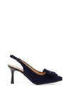 Bioeco by Arka Leather Sling Back Bow Heeled Shoes, Navy