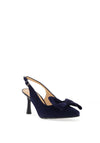 Bioeco by Arka Leather Sling Back Bow Heeled Shoes, Navy
