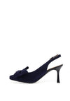 Bioeco by Arka Leather Sling Back Bow Heeled Shoes, Navy