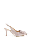 Bioeco by Arka Leather Sling Back Bow Heeled Shoes, Blush Pink