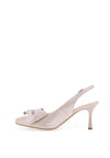 Bioeco by Arka Leather Sling Back Bow Heeled Shoes, Blush Pink