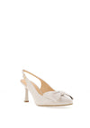 Bioeco by Arka Leather Sling Back Bow Heeled Shoes, Pearl White