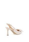 Bioeco by Arka Leather Sling Back Bow Heeled Shoes, Pearl White