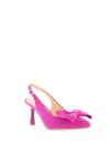 Bioeco by Arka Wide Fit Leather Sling Back Bow Heeled Shoes, Pink