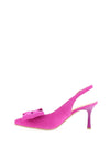 Bioeco by Arka Wide Fit Leather Sling Back Bow Heeled Shoes, Pink