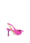 Bioeco by Arka Wide Fit Leather Sling Back Bow Heeled Shoes, Pink