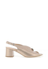 Bioeco by Arka Wide Fit Sparkling Leather Notch Mid Heigh Heeled Shoes, Gold
