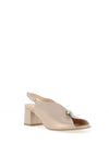 Bioeco by Arka Wide Fit Sparkling Leather Notch Mid Heigh Heeled Shoes, Gold