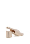 Bioeco by Arka Wide Fit Sparkling Leather Notch Mid Heigh Heeled Shoes, Gold