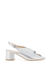 Bioeco by Arka Wide Fit Sparkling Leather Notch Mid Heigh Heeled Shoes, Silver