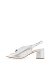 Bioeco by Arka Wide Fit Sparkling Leather Notch Mid Heigh Heeled Shoes, Silver