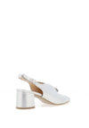 Bioeco by Arka Wide Fit Sparkling Leather Notch Mid Heigh Heeled Shoes, Silver