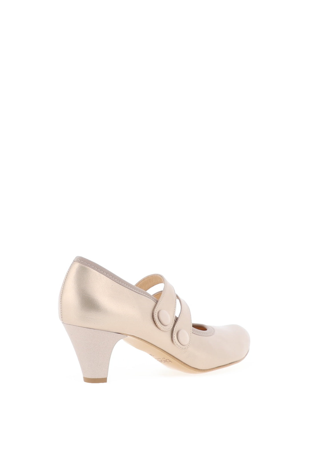 Bioeco by Arka Wide Fit Leather Double Strap Heeled Shoe, Gold