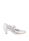 Bioeco by Arka Leather Double Strap Heeled Shoe, Silver