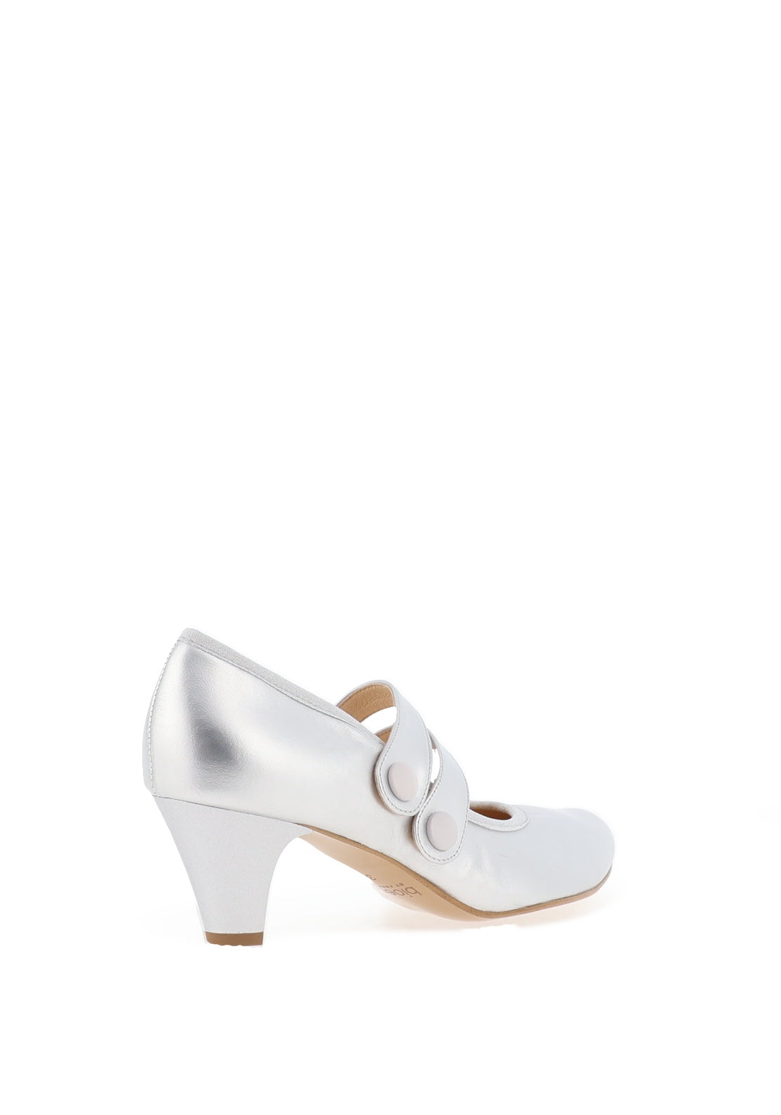 Bioeco by Arka Wide Fit Leather Double Strap Heeled Shoe, Silver