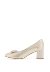 Bioeco by Arka Leather Shimmer Block Heel Shoes, Beige