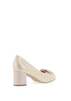 Bioeco by Arka Leather Shimmer Block Heel Shoes, Beige