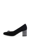 Bioeco by Arka Suede Block Heel Shoes, Black & Silver