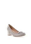 Bioeco By Arka Shimmering Perforated Suede Heeled Shoe, Gunmetal