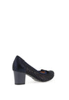 Bioeco By Arka Shimmering Perforated Suede Heeled Shoe, Navy