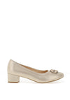 Bioeco by Arka Wide Fit Shimmer Low Block Heel Shoes, Light Gold