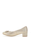 Bioeco by Arka Wide Fit Shimmer Low Block Heel Shoes, Light Gold