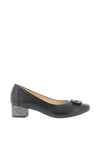 Bioeco by Arka Leather Low Block Heel Shoes, Black & Silver