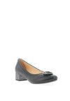 Bioeco by Arka Leather Low Block Heel Shoes, Black & Silver