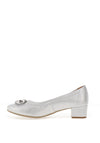 Bioeco by Arka Wide Fit Shimmer Low Block Heel Shoes, Silver