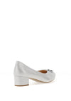 Bioeco by Arka Wide Fit Shimmer Low Block Heel Shoes, Silver