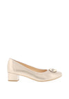 Bioeco by Arka Shimmer Low Block Heel Shoes, Gold
