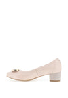 Bioeco by Arka Shimmer Low Block Heel Shoes, Beige