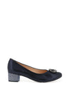 Bioeco by Arka Shimmer Low Block Heel Shoes, Navy