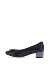 Bioeco by Arka Shimmer Low Block Heel Shoes, Navy